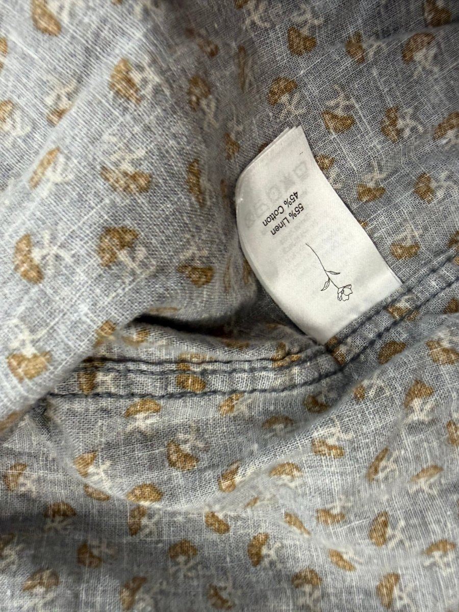 Noralee Button Down Shirt – 2 | Grey with Yellow Florals - Nest and Sprout-Consignment