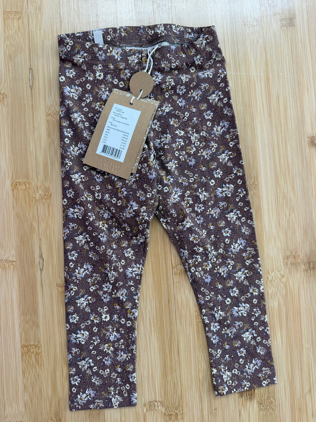 Wheat Jersey Legging –18M | Vintage Rose Flowers | NWT