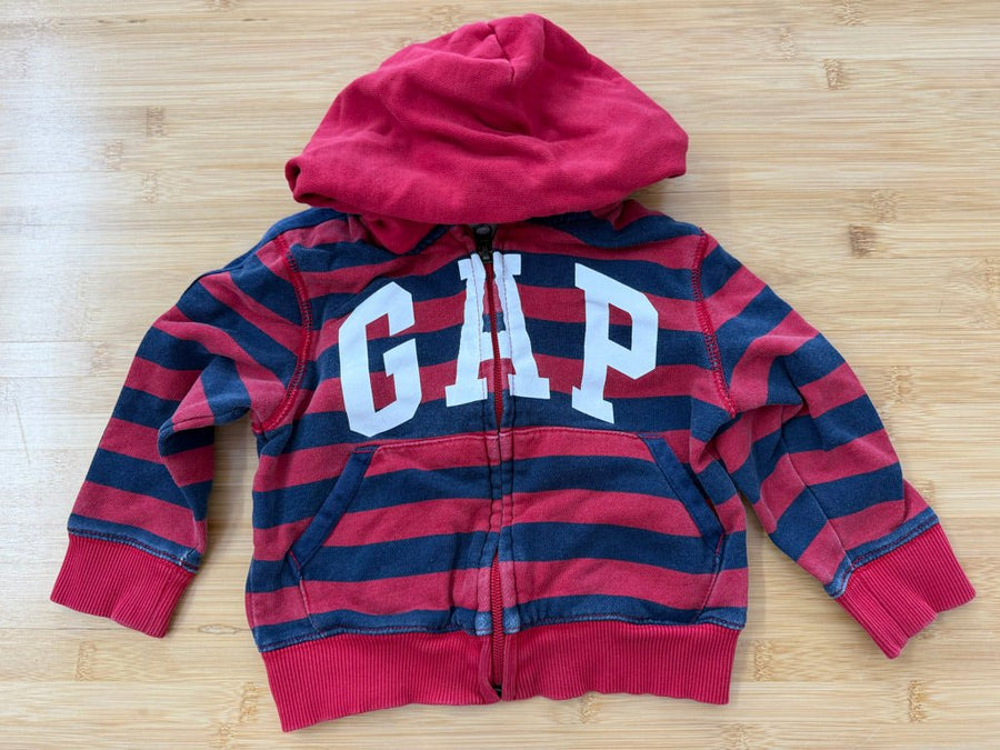 Gap Zip-Up Sweatshirt – 2Y | Red & Navy Faded Vintage Spring 2017 | Play - Nest and Sprout-Consignment