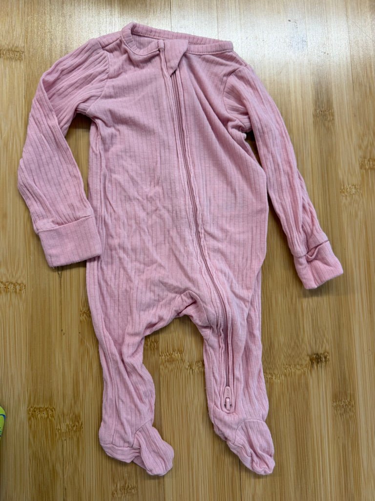 Purely Soft Pink Ribbed Sleeper – Newborn | Two-Way Zip - Nest and Sprout-Consignment