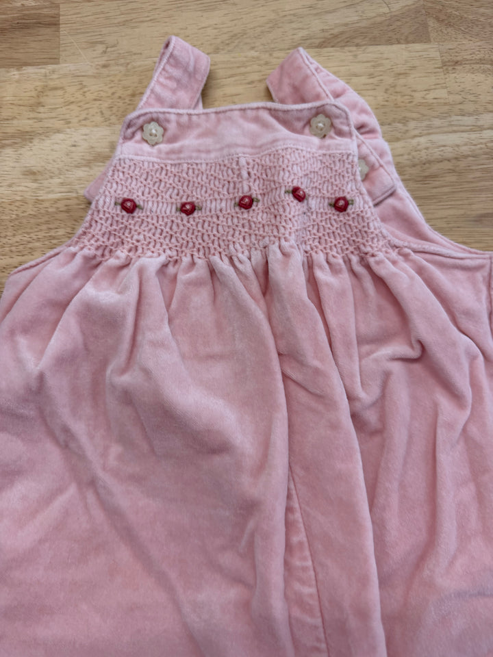 Janie and Jack Smocked Bodice Pink Overalls – 3–6M | Cotton/Rayon Buttons Excellent