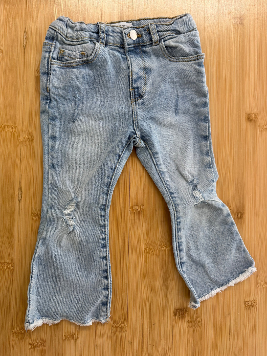 Zara Light Wash Distressed Jeans – 18–24M