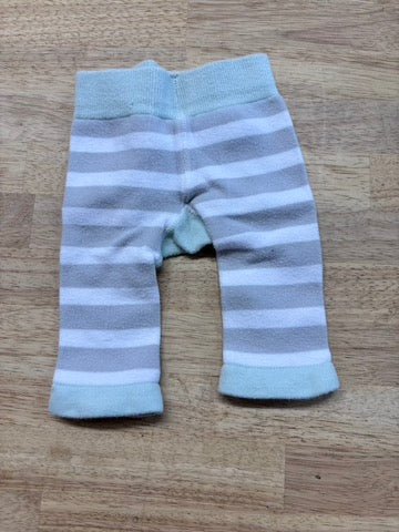 Izzie & Owie Mint/Grey Stripe Footless Tights 0–6M - Nest and Sprout - Consignment