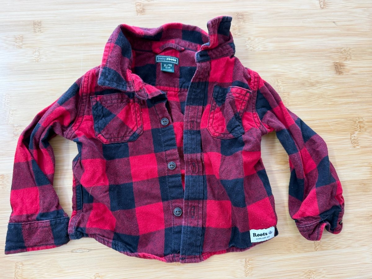 Baby Roots Flannel Shirt – 18-24 Months | Buffalo Plaid - Nest and Sprout-Consignment