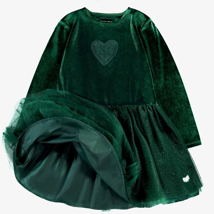 Children's Dress | Green Velvet | 3Y to 6Y