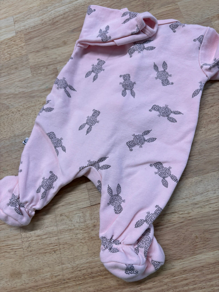 Petit Lem Sleeper – Preemie Pink Bunny Print