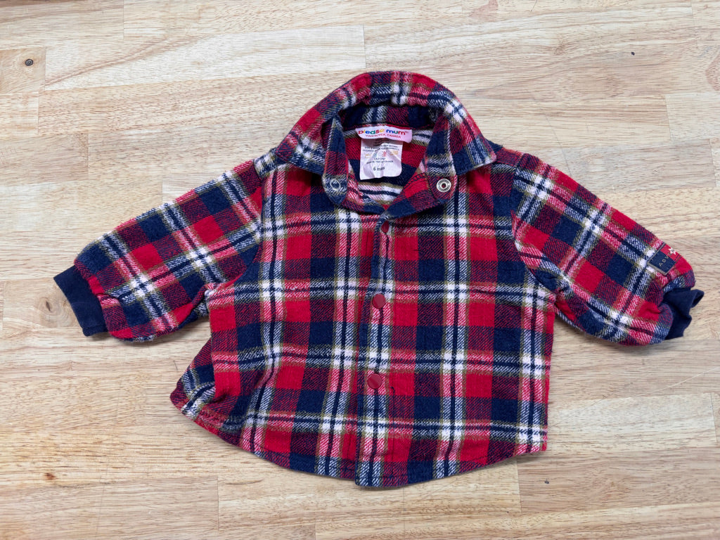 Please Mum Flannel – Red/Blue Plaid (6M)