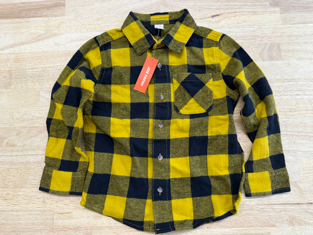 Joe Fresh Yellow Black Plaid Flannel Shirt NWT | Size4T