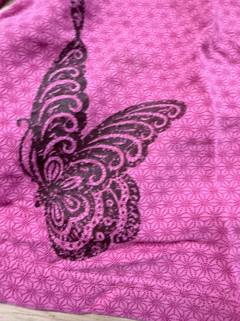 Tea Collection Pink Red Geometric Brown Butterfly Hooded Dress – 12–18M - Nest and Sprout-Consignment