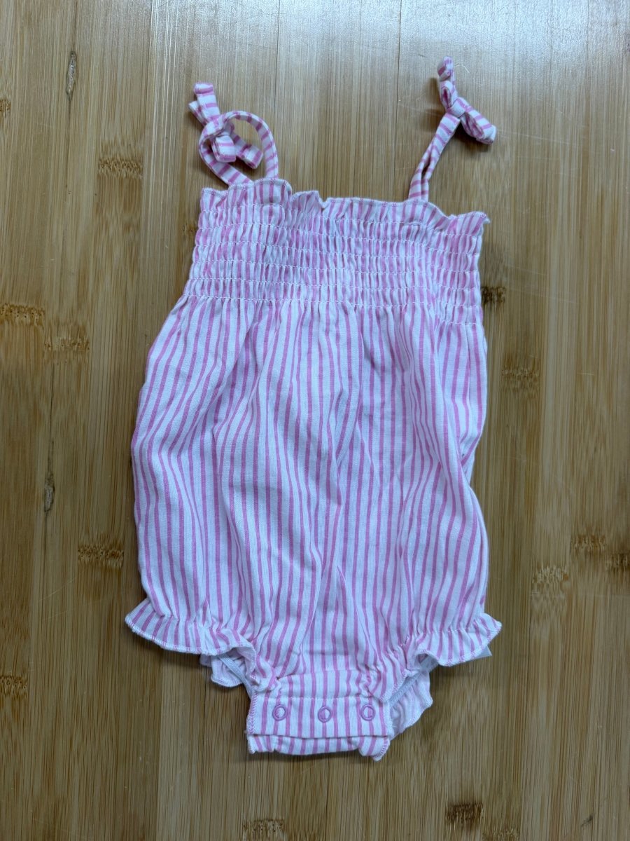 PL Baby Romper Shorts – 0-6 Months | Pink Vertical Stripes | Tank Top - Nest and Sprout-Consignment