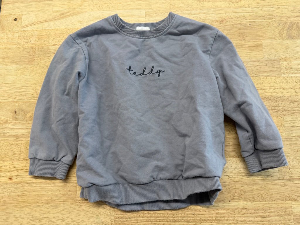 Jamie Kay Teddy Embroidered Sweatshirt Stone Blue | Size 4–5Y - Nest and Sprout - Consignment