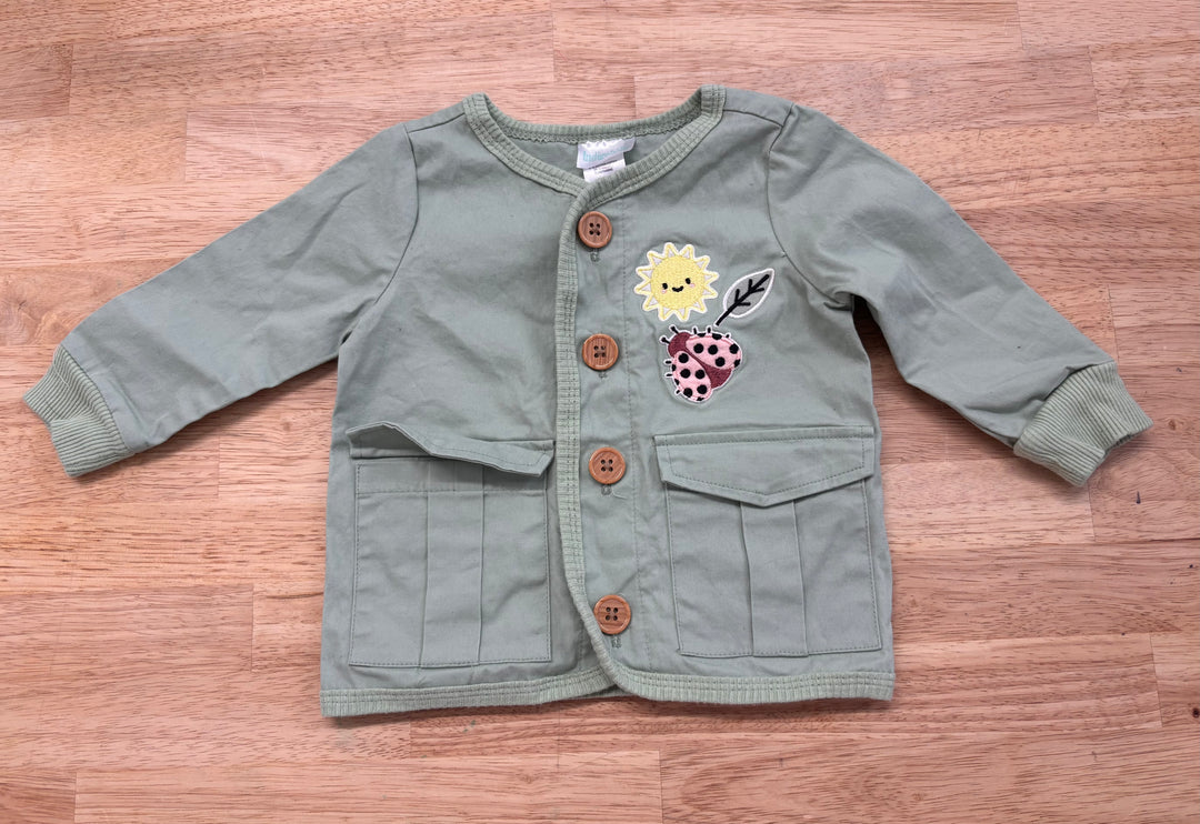 Indigo Baby 3–6M Lightweight Green Jacket (Ladybug & Sunshine Print)