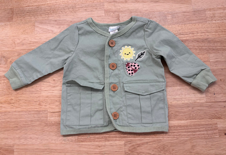 Indigo Baby 3–6M Lightweight Green Jacket (Ladybug & Sunshine Print)