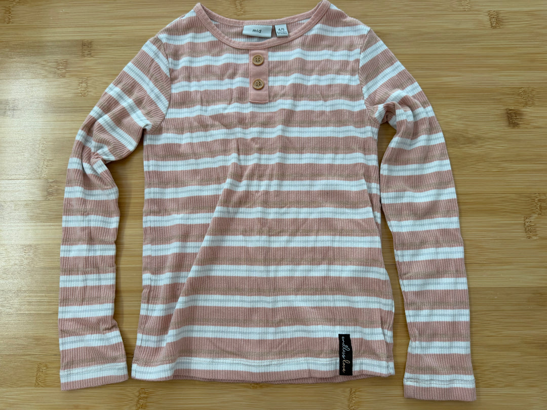 MID Ribbed Long Sleeve Shirt – 4 | Peach & Gold Stripe