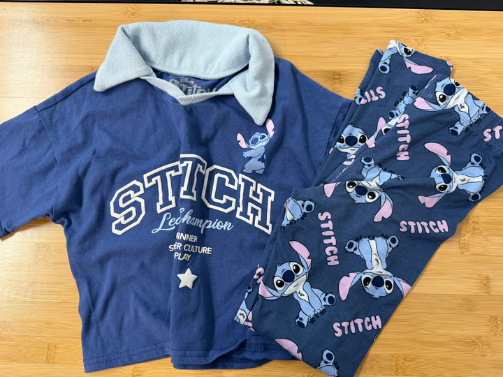 Disney Stitch Matching Set – 7/8 | Crop Top Polo & Allover Print Legging