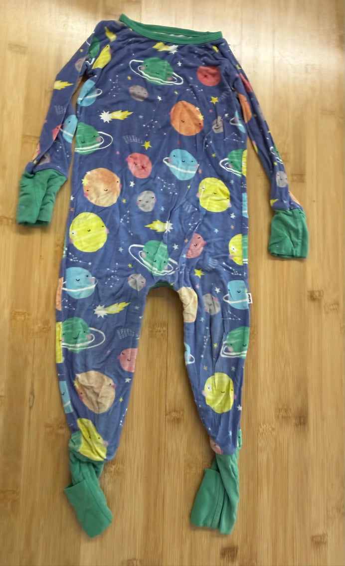 Little Sleepies Planet Moon Footless Sleeper – 6–12M | Turnover Hands & Feet Crotch Zip | Play