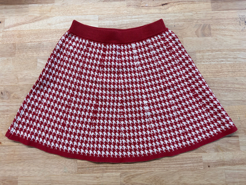 Knit Houndstooth Skirt – Size 7/8 Brick Red