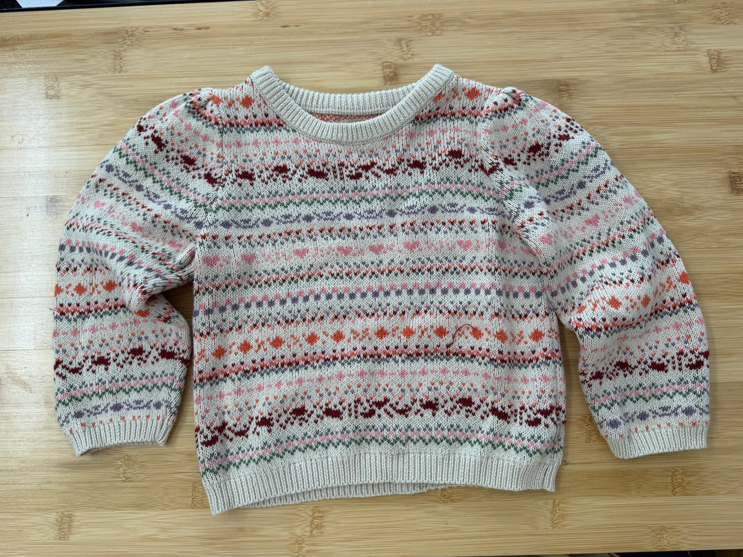 Wheat Olga Heart Print Knit Sweater – 5Y | Like New Excellent
