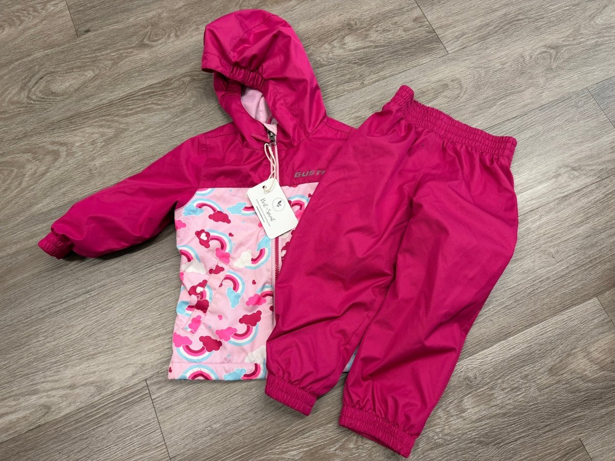 Gusti Rainbow Fuchsia & Pink Rain Jacket & Matching Pants – 2T | Play - Nest and Sprout-Consignment