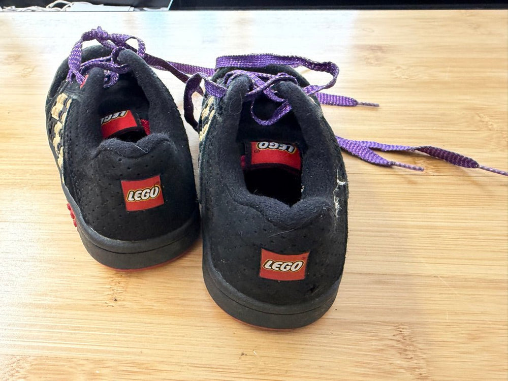 Lego Sneakers – 9 (EU 26) | Black Purple Metallic Checker Patch | Play - Nest and Sprout-Consignment