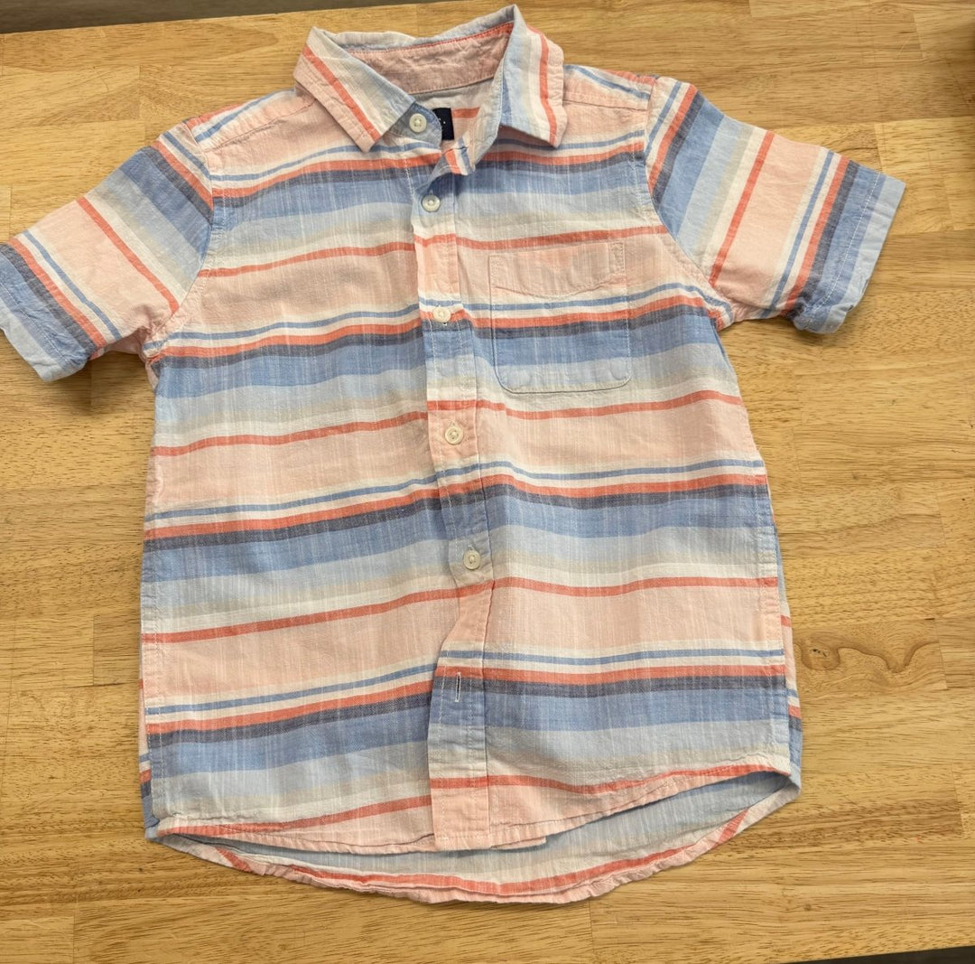 Children's Place Button - Up Shirt – Size 7/8 | Pink & Blue Stripe - Nest and Sprout - Consignment