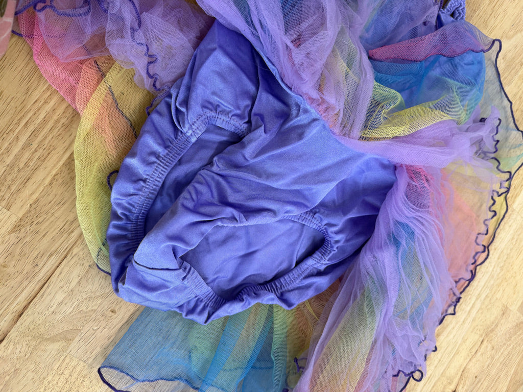 Dancewear Bodysuit – Size 8 | Purple with Rainbow Tulle