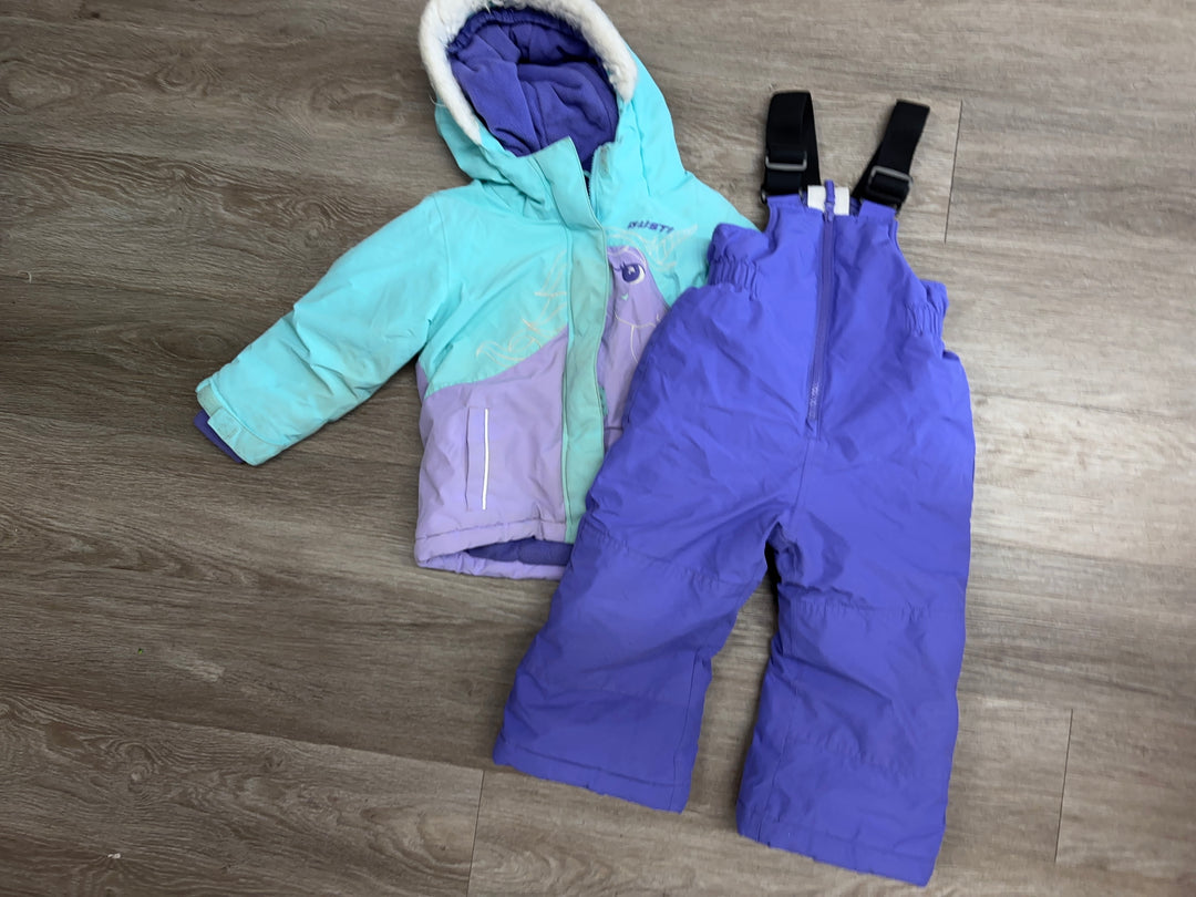 Gusti Light Blue/Purple Unicorn Winter Boot 3T + Matching Snowpants stained
