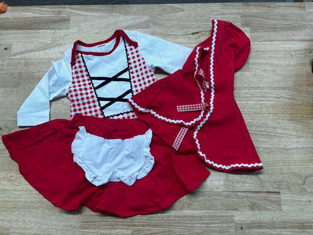 Red Riding Hood Costume Bodysuit Skirt Cape | Size 6–12M