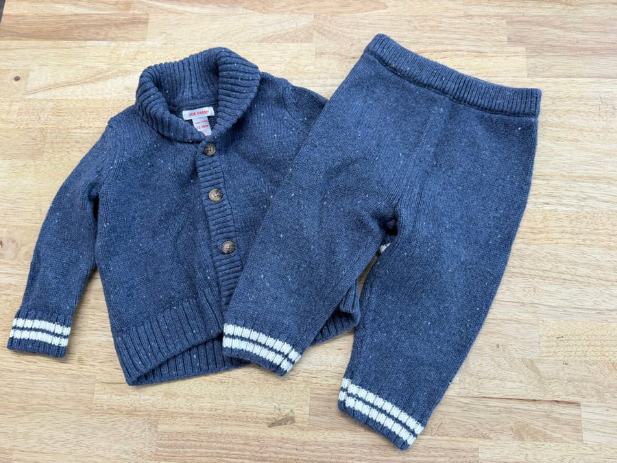 Joe Fresh Knit Blue Cardigan & Pants Set – 12–18M - Nest and Sprout-Consignment