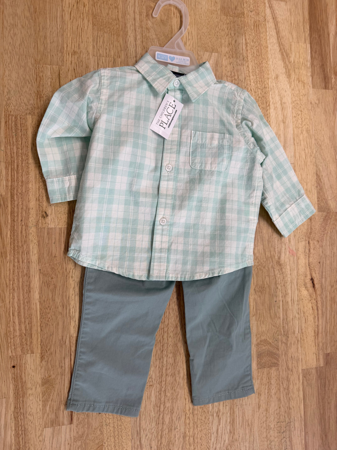The Children's Place Gingham Top and Light Blue Pants Outfit – 9-12 Months | NWT