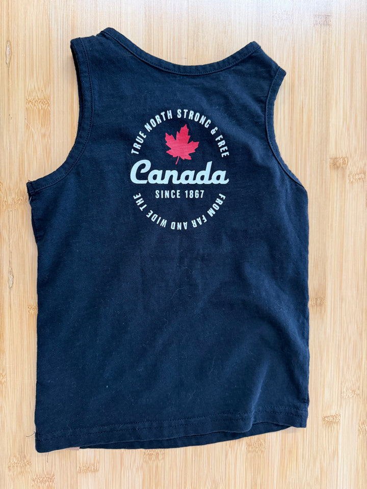 Canadiana Tank Top – 5T | Black True North Strong and Free | Holiday