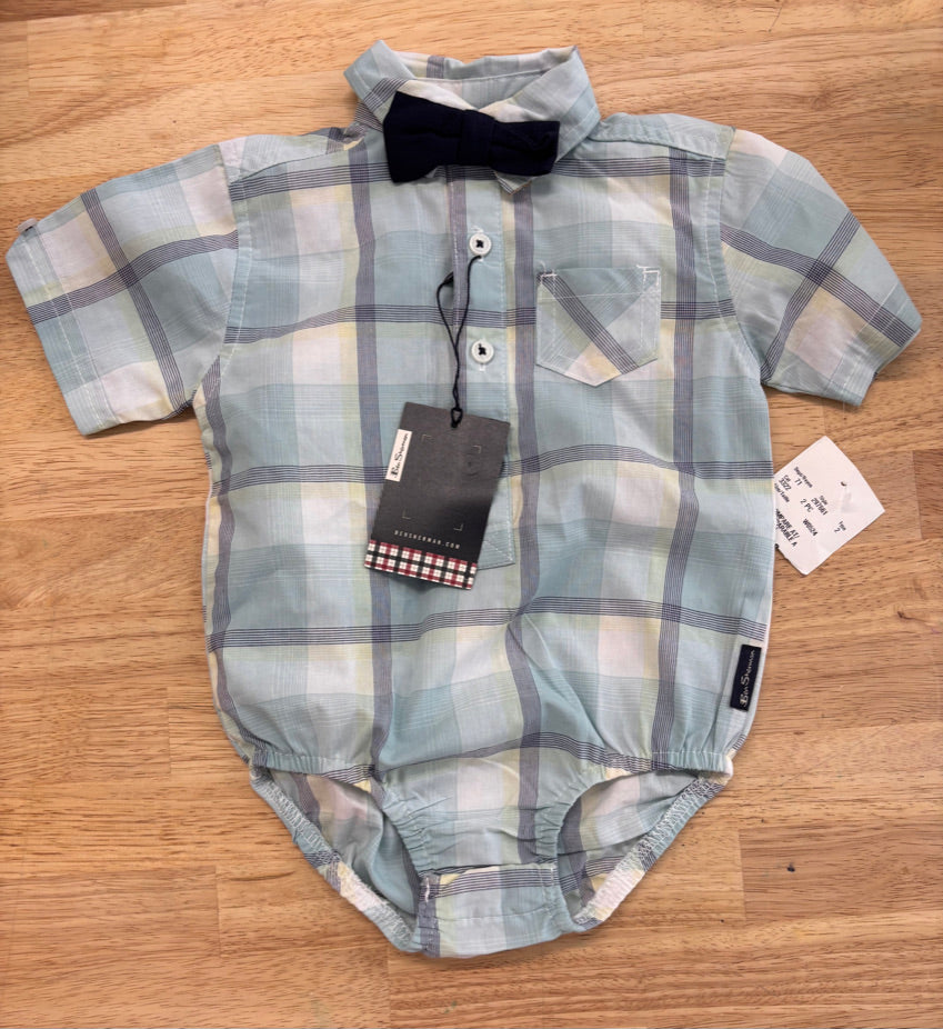 Ben Sherman 6/9 Month Blue Striped Bodysuit NWT