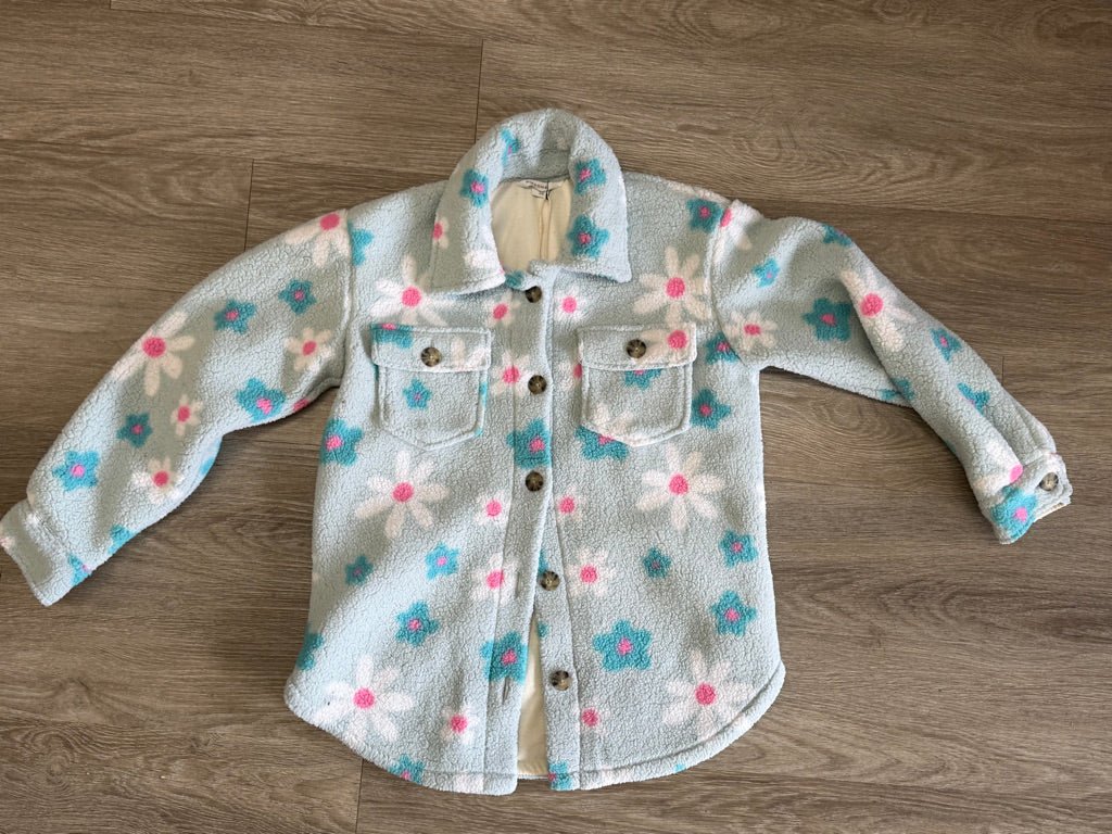 Ripzone Fleece Jacket – 12 | Light Blue Floral - Nest and Sprout - Consignment