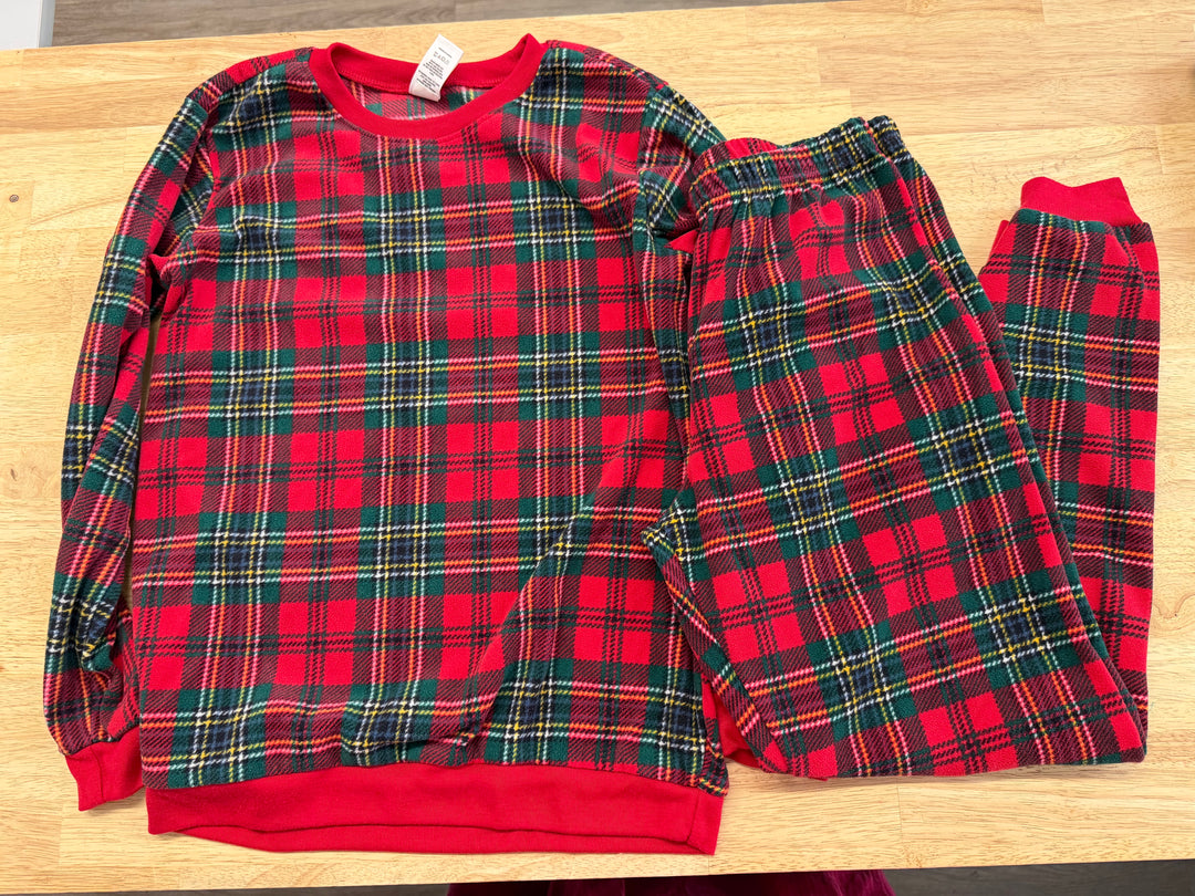 PJ Place Christmas Plaid Fleece PJ Set – XL (14Y) | Two-Piece | Holiday