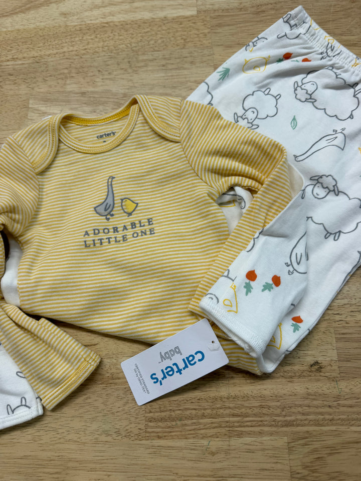 Carter's Sleep Gowns Set – 3 Months | Natural | Sheep and Yellow Stripe | NWT