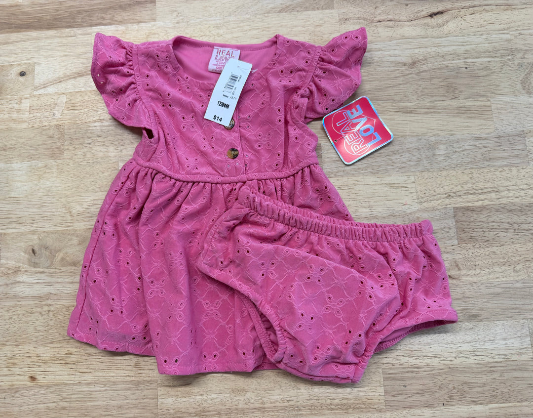 Real Love Eyelet Dress – 18M | Pink Allover | NWT