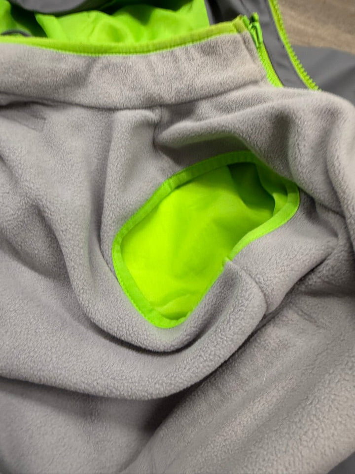 Andy & Evan Two-Part Hardshell Jacket – 4/5Y | Grey & Neon Green Fleece Lined - Nest and Sprout-Consignment