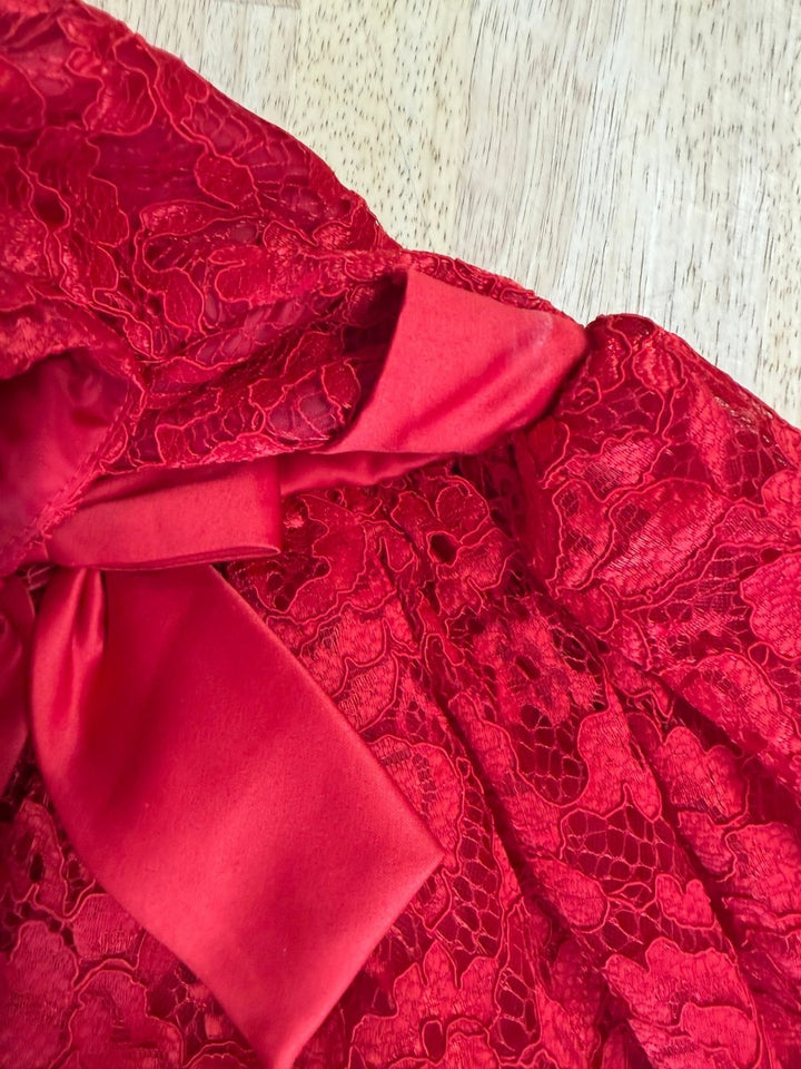 Iris & Ivy Red Tulle Chunky Lace Bow Dress – 6 | Play - Nest and Sprout-Consignment