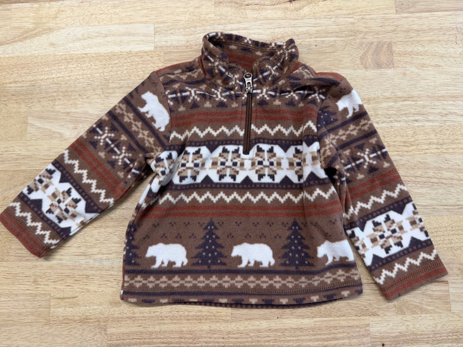 The Children's Place Quarter Zip Fleece – 12–18M | Brown Bear Print - Nest and Sprout - Consignment