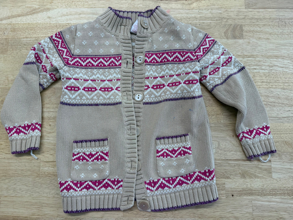 Maggie and Zoe Knit Sweater – 5T | Fuchsia and Brown