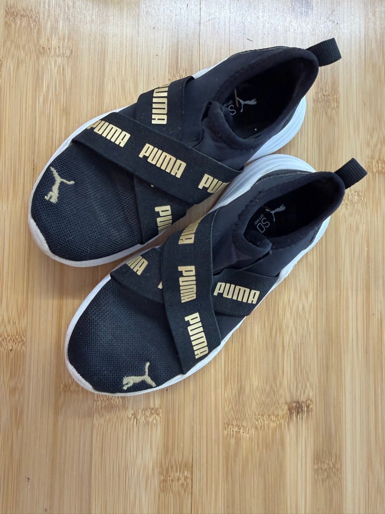 Puma Knit Shoes – 12 | Black & Gold - Nest and Sprout-Consignment