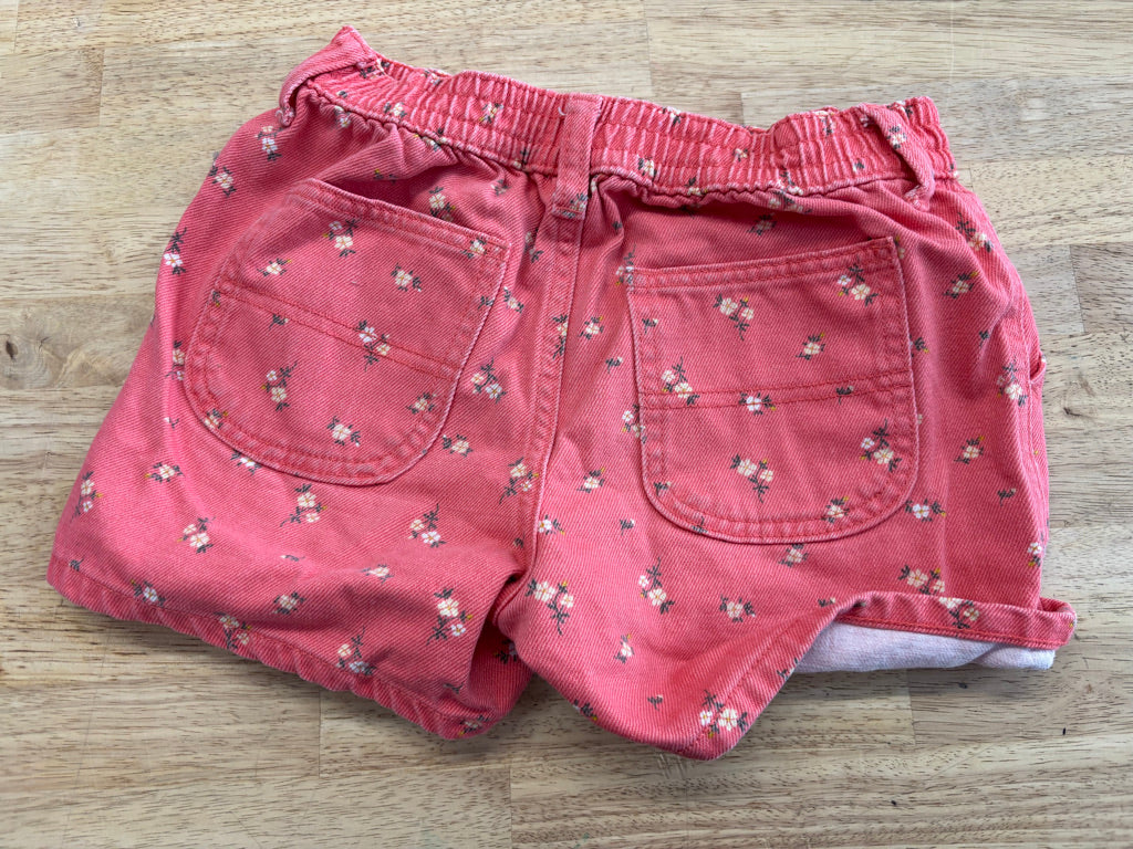 Old Navy Coral Floral Denim Shorts Elastic Waist | Size 8