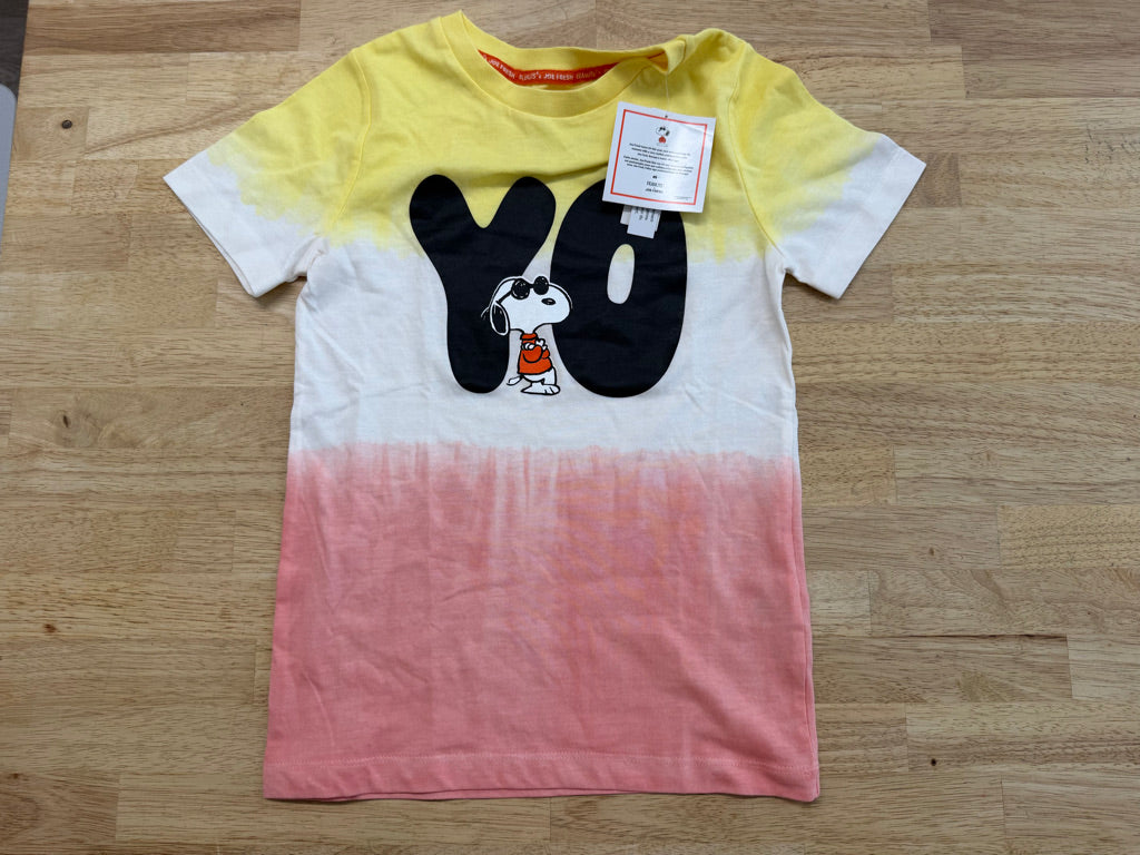 Joe Fresh Peanuts Collab Shirt – 6 | Pink Yellow White Ombré Graphic | NWT