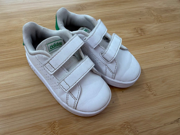 Adidas Velcro Sneakers – 5.5 | White Green Tab - Nest and Sprout-Consignment