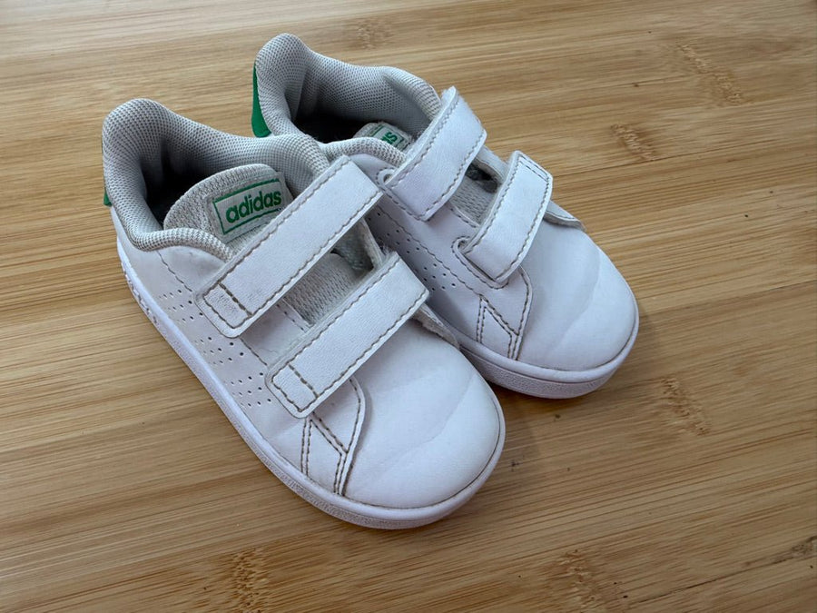 Adidas Velcro Sneakers – 5.5 | White Green Tab - Nest and Sprout-Consignment