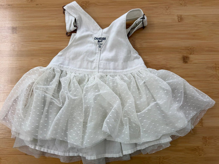 OshKosh Denim Jumper – 12M | White with Tulle Skirt - Nest and Sprout-Consignment