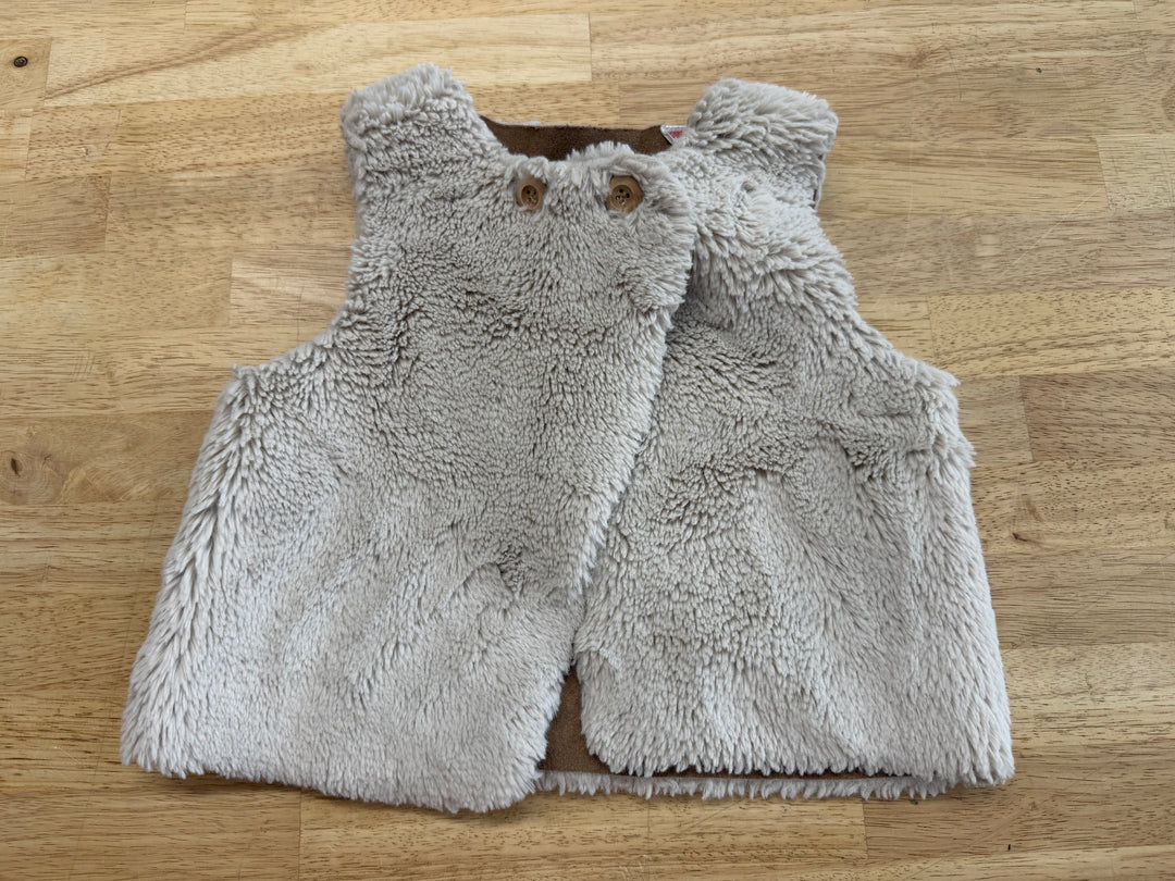 Zara Baby Girl Faux Fur Vest – 12–18M (86) | Suede-Style Crossover