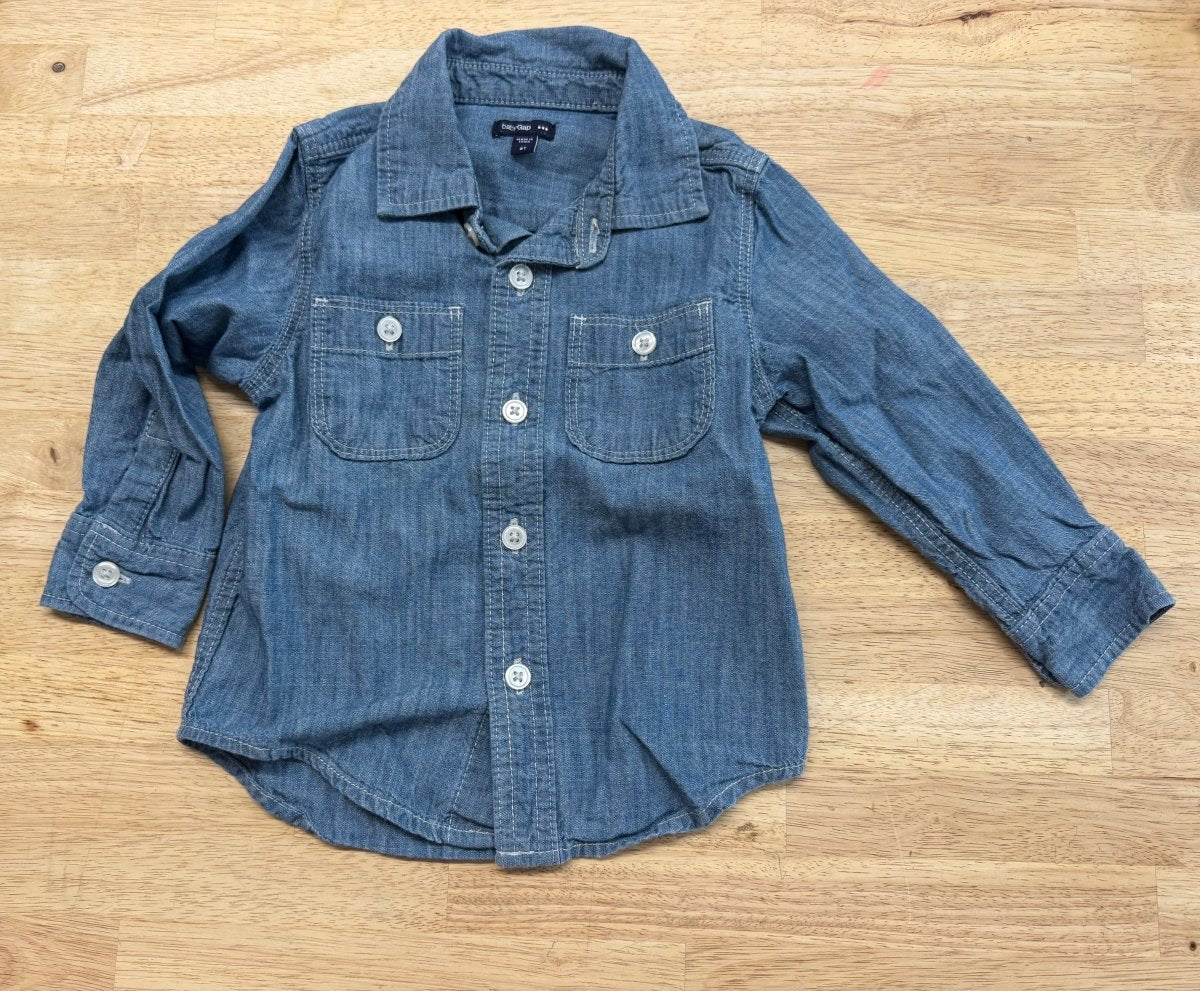 Baby Gap Denim Button Down Shirt – 2 - Nest and Sprout-Consignment