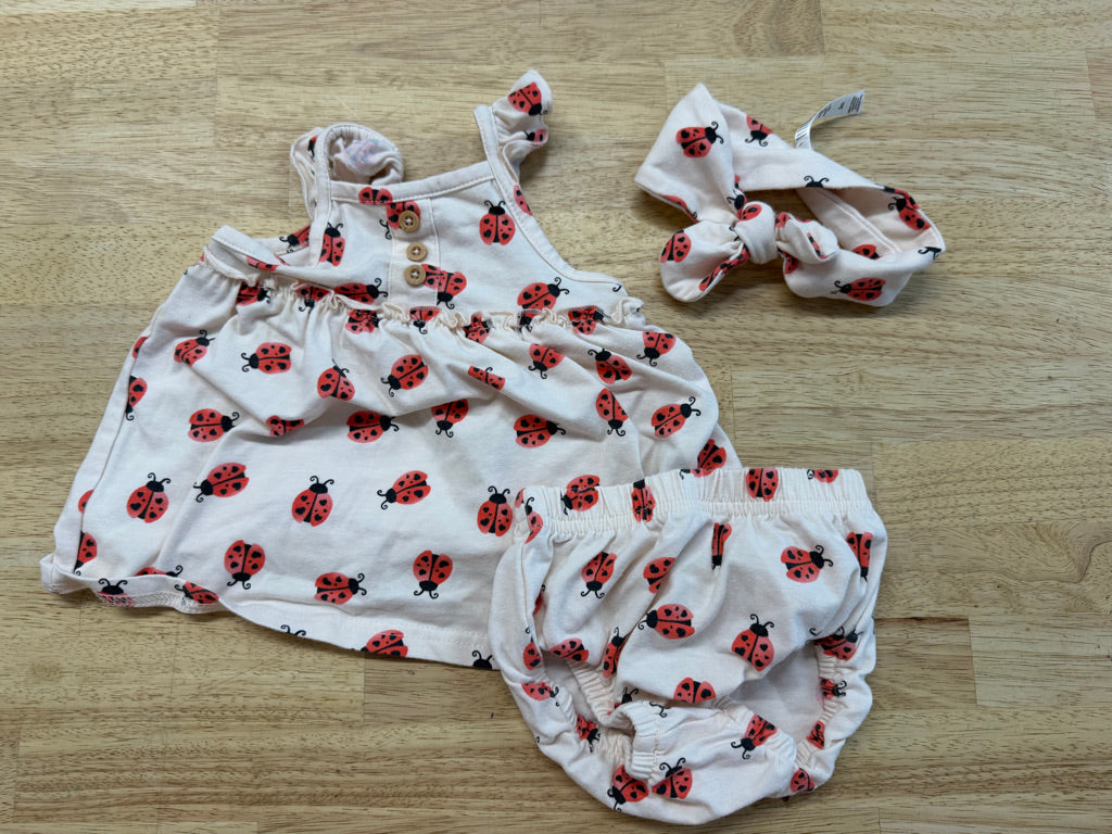 Petit Lem Mini Threads Three-Piece Set – 3M | Ladybug Headband Bloomers & Tank Top