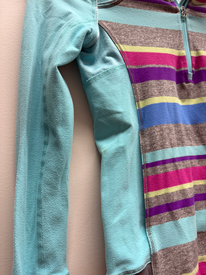 Ivivva Quarter-Zip Top – 10 | Light Blue Grey & Fuchsia Stripe | Play